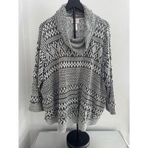 Alfred Dunner Women's 3X Open Front Cardigan Black White Cozy Textured Soft